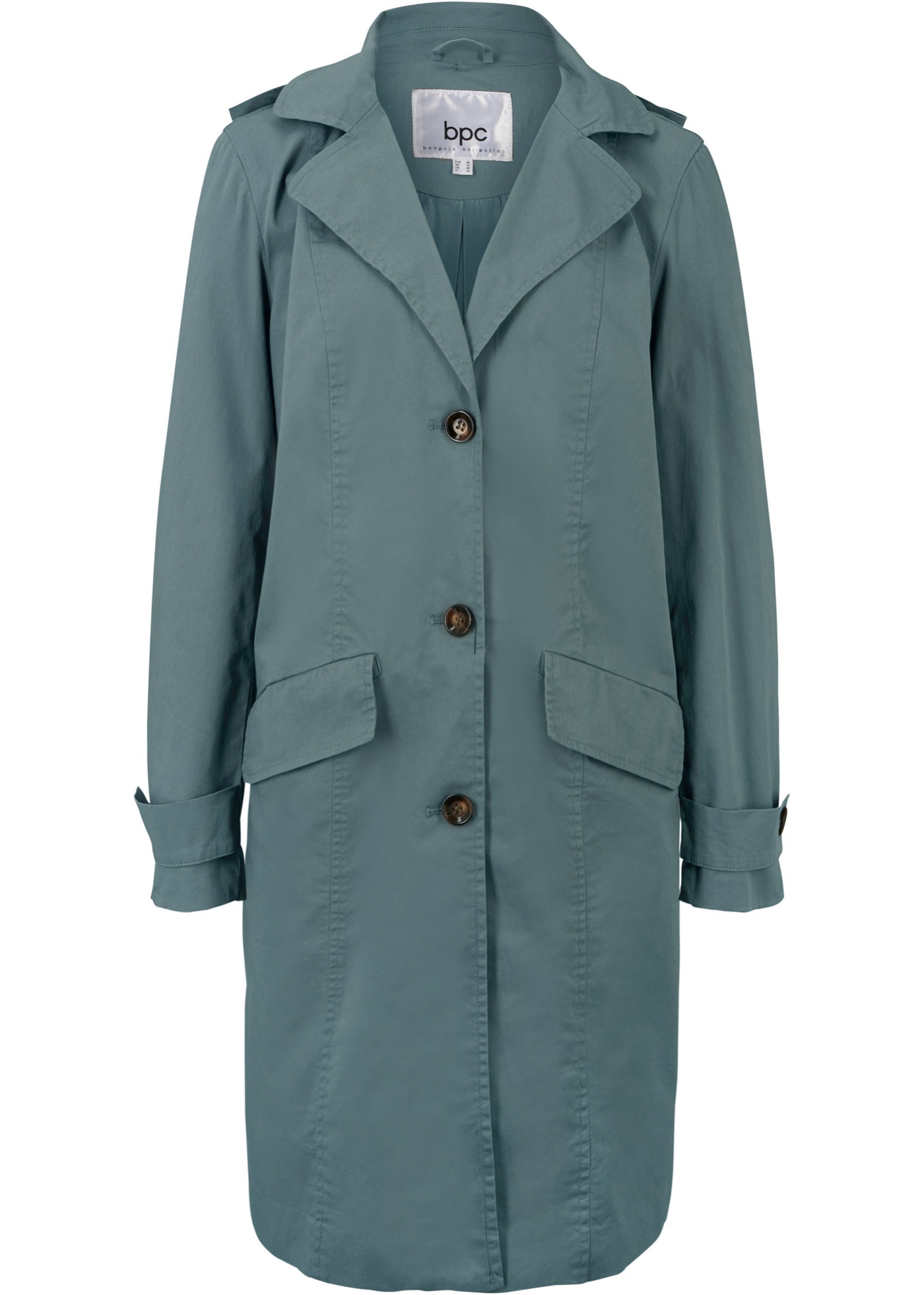 Široký bavlnený kabát s podšívkou a kapucňou, A-línia