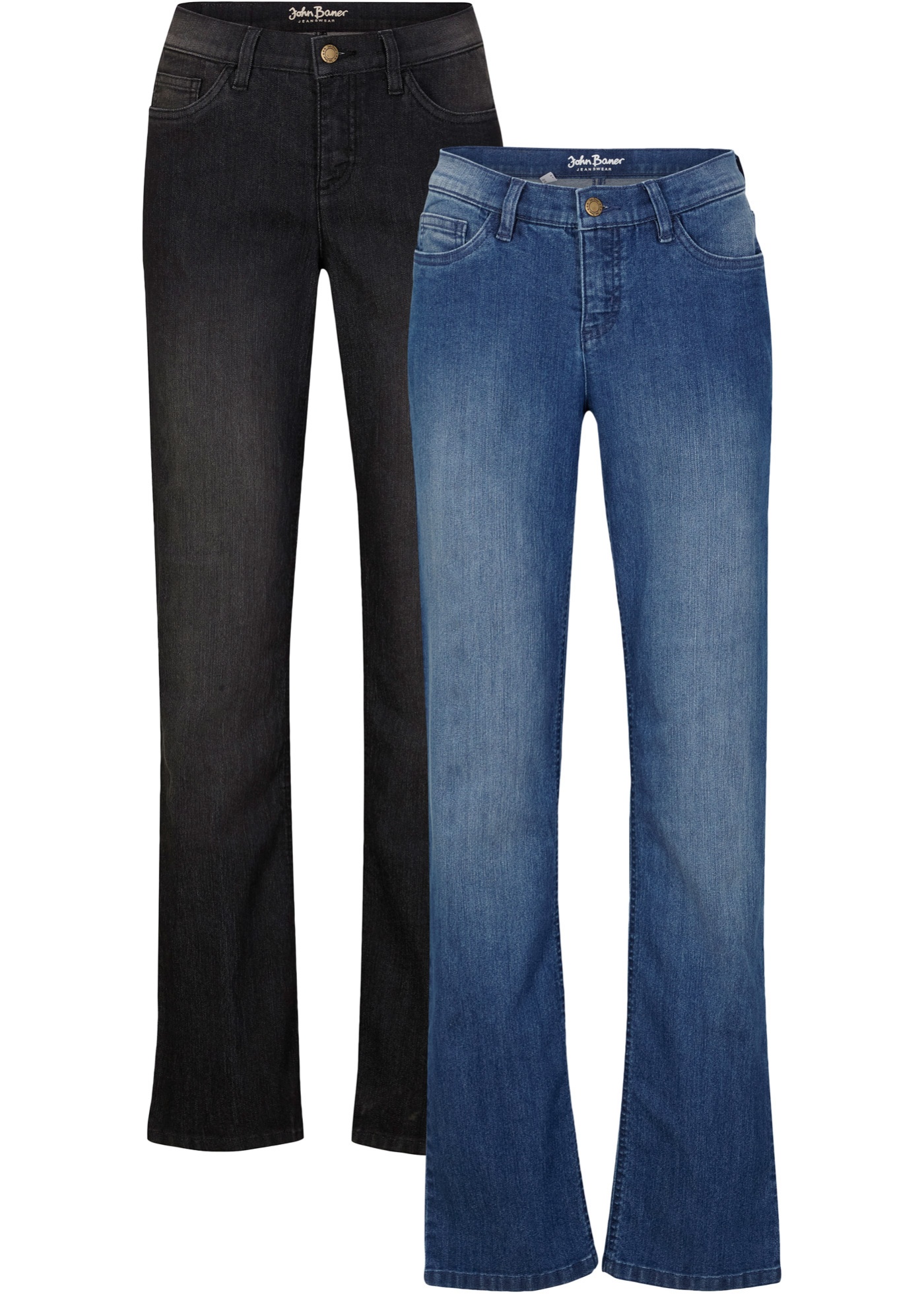 Komfortné strečové džínsy, rovné, 2 ks v balení