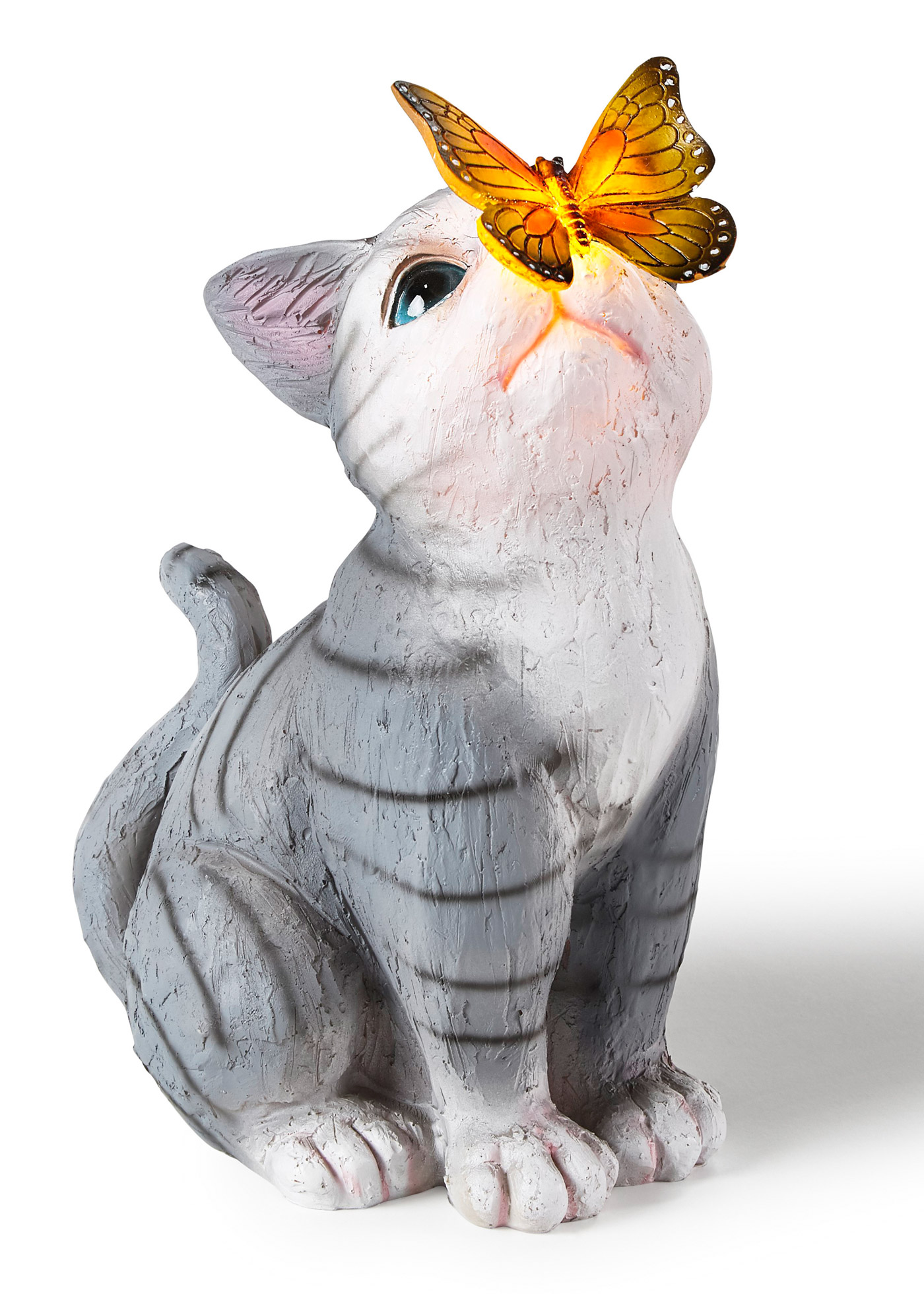 Solárna dekoračná lampa mačka s motýľom