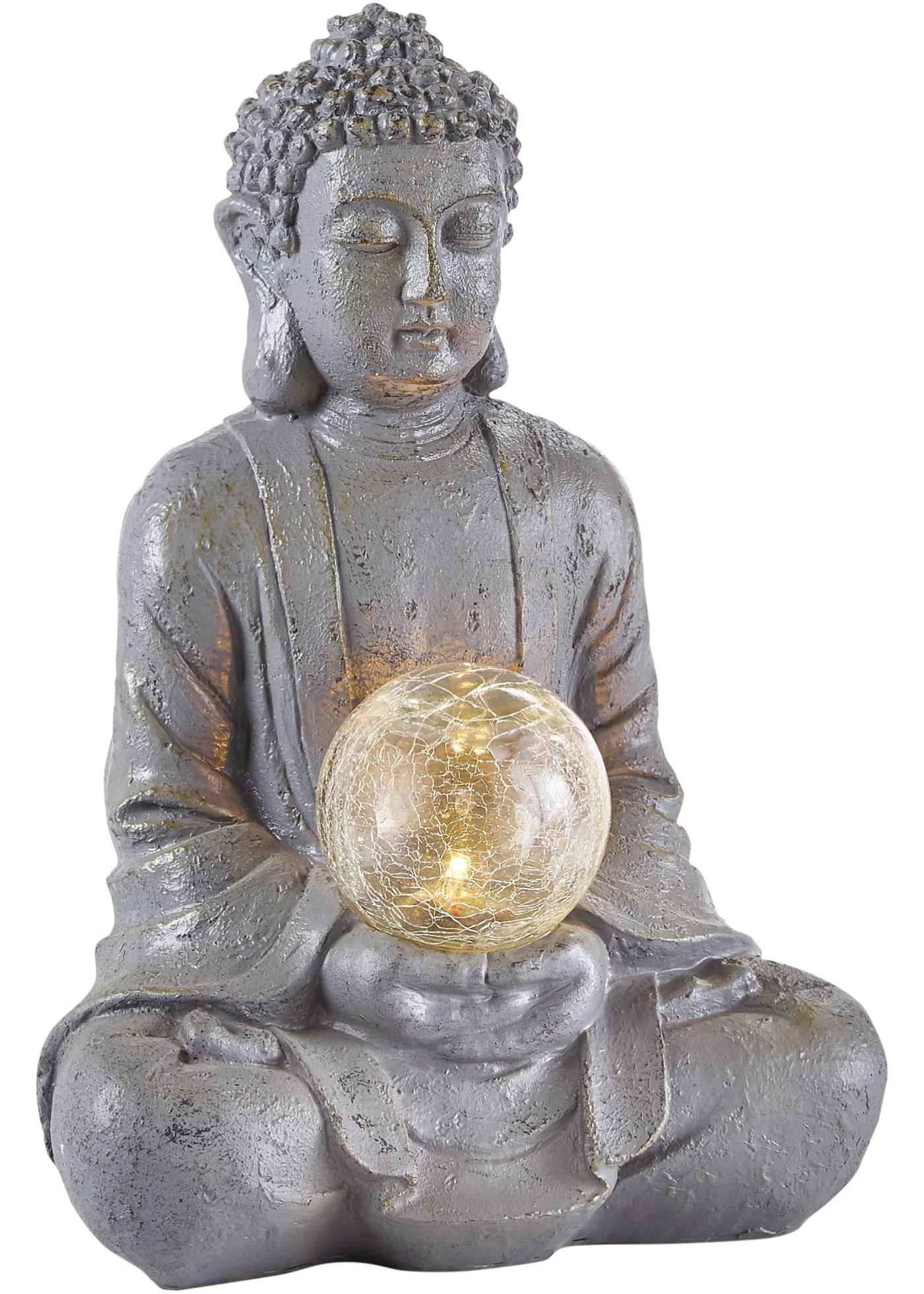 Solárna dekoratívna lampa Buddha so svetelnou guľou