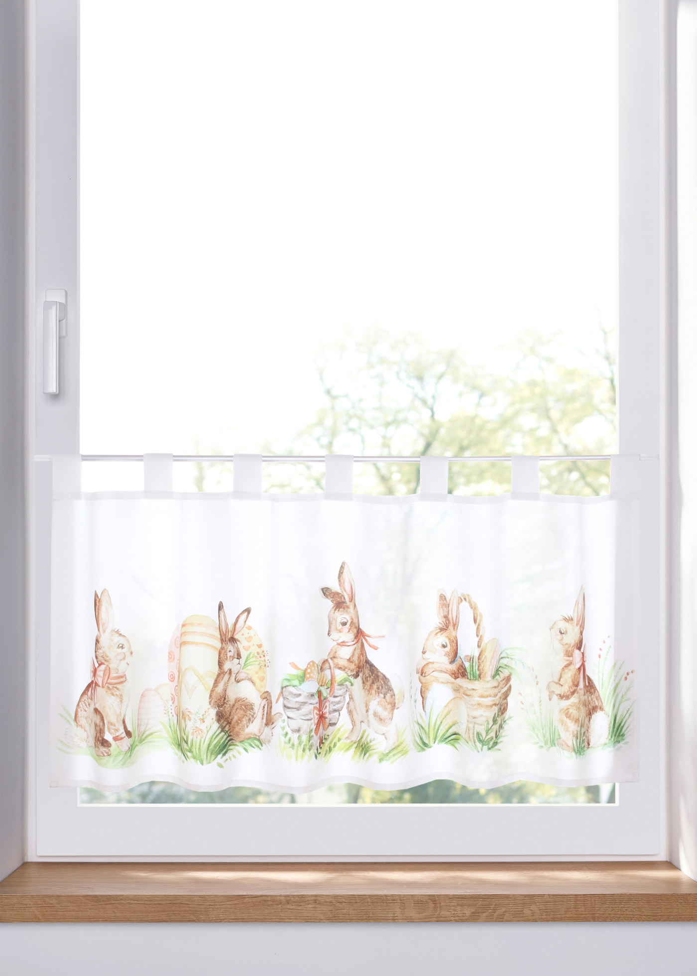 Vitrážková záclona s veľkonočným zajacom