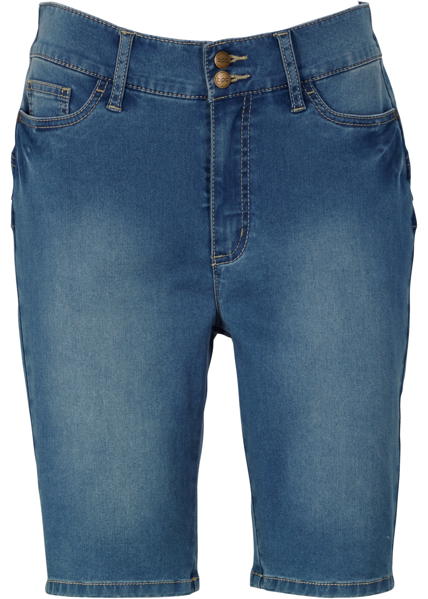 Super-strečové džínsové bermudy, vysoký pás