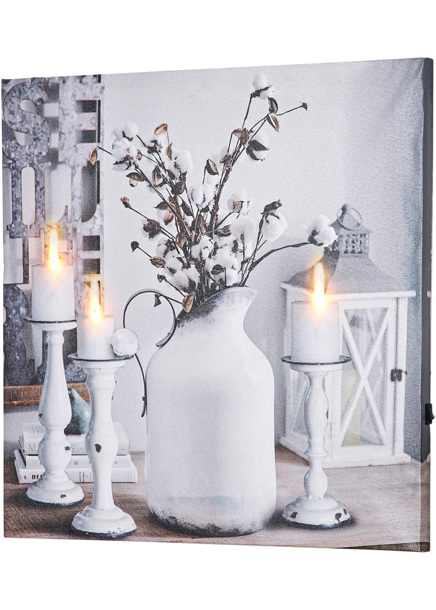 LED obraz so sviečkami a vázou