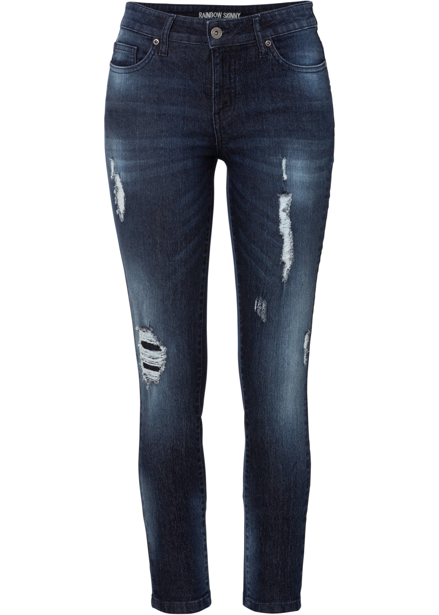 Skinny džínsy, skrátené so zničenými detailmi