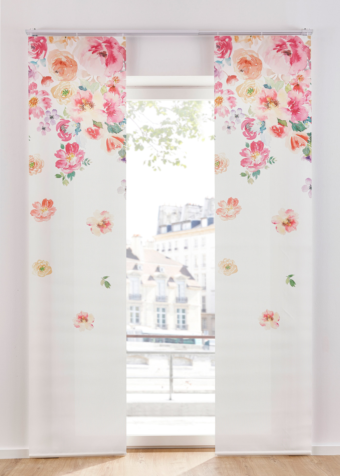 Panelová záclona s kvetovanou potlačou (1 ks)