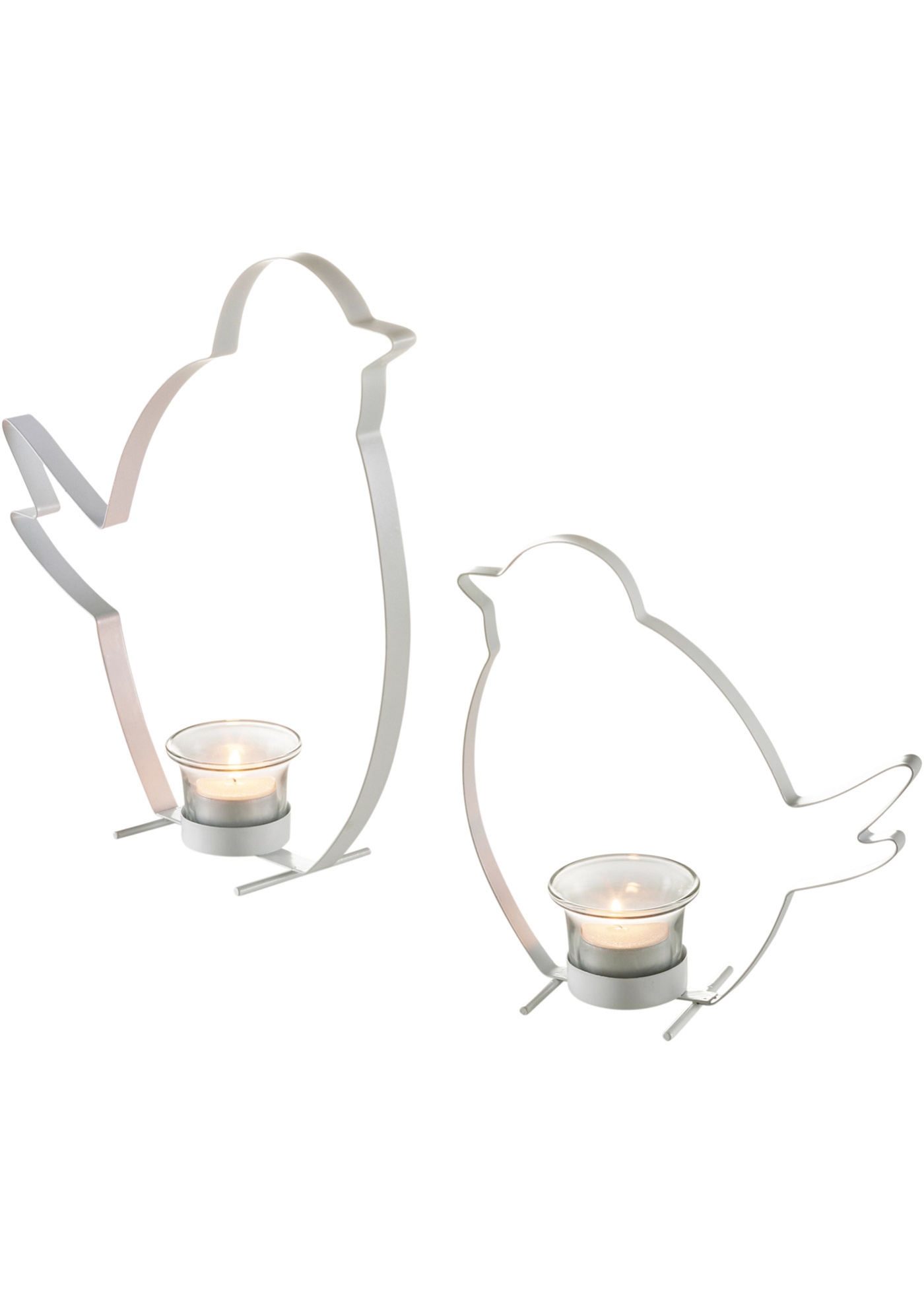 Svietnik na čajové sviečky, vtáčí dizajn (2-dielna sada)