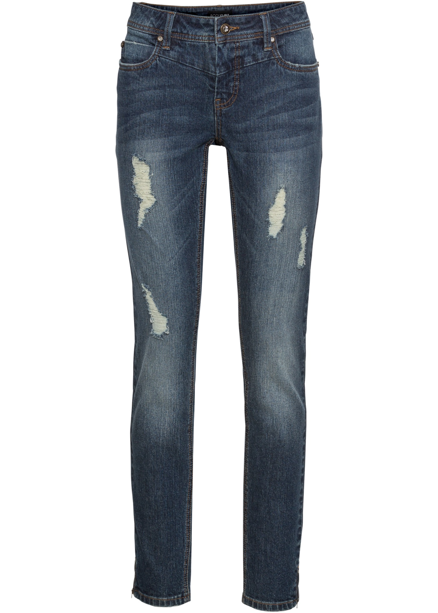 Strečové džínsy so zapínaním na zips, krátka veľkosti