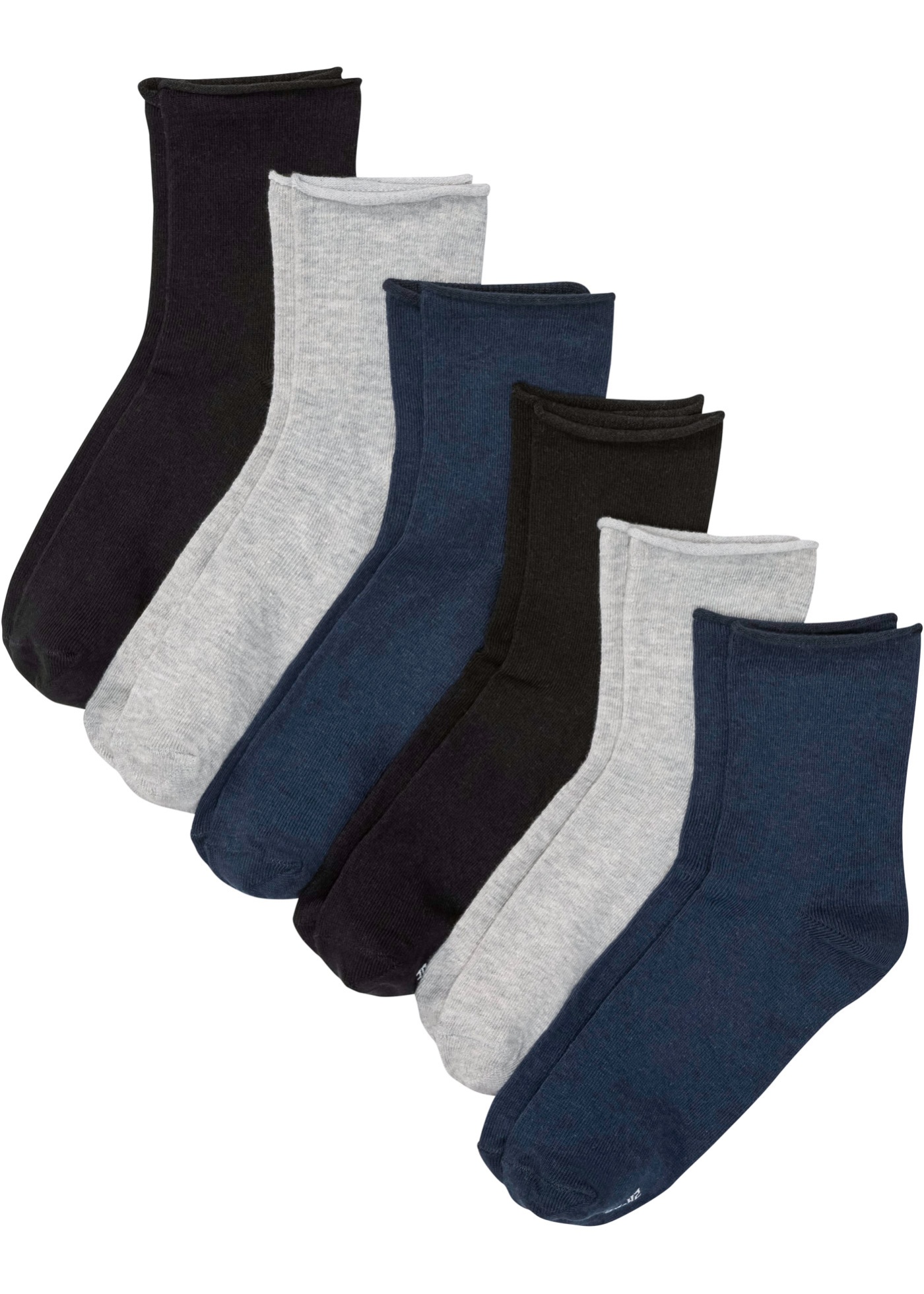 Krátke ponožky so zrolkovaným zakončením (6 ks v balení), s bio bavlnou
