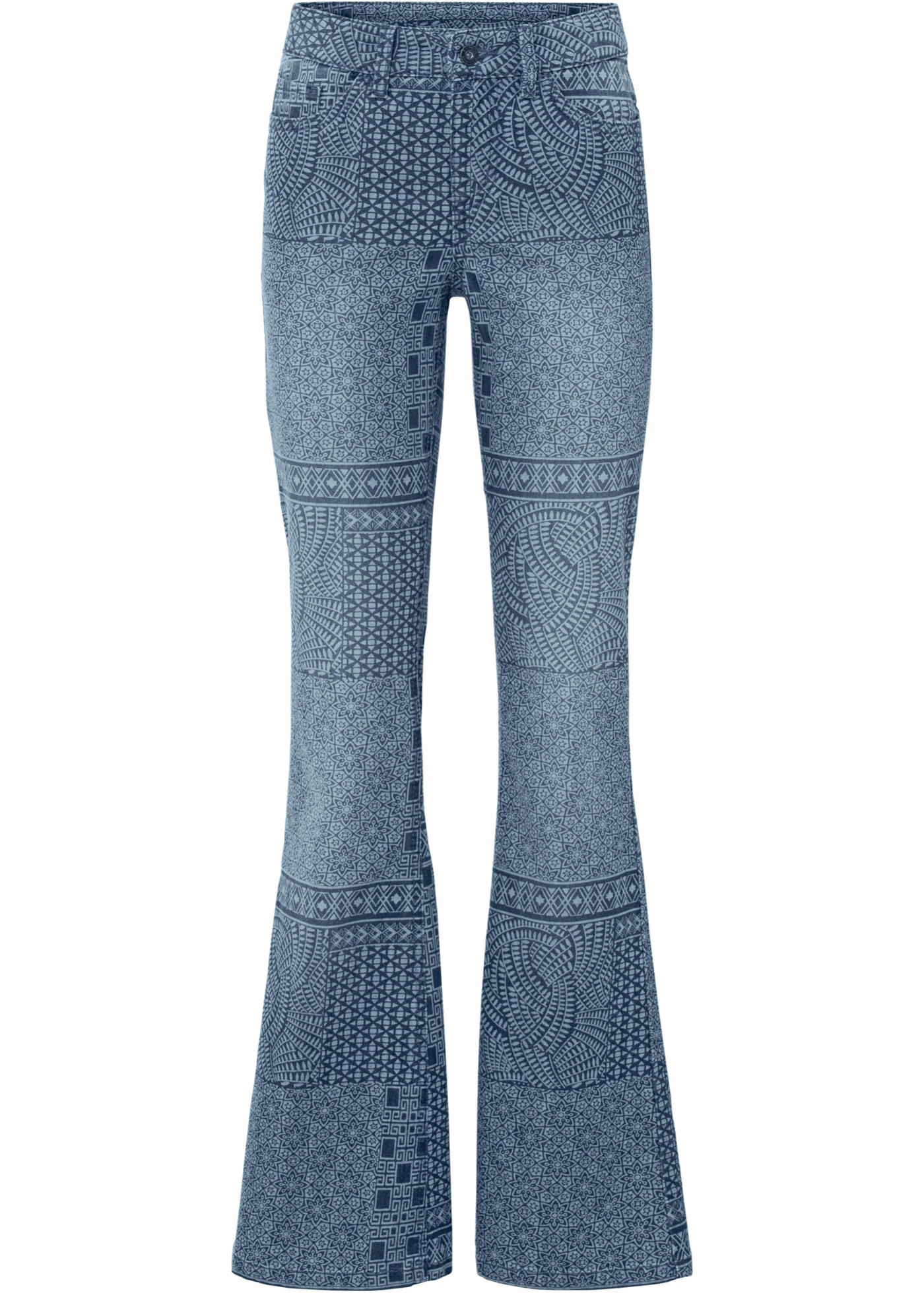 Zvonové džínsy s mixom vzorov