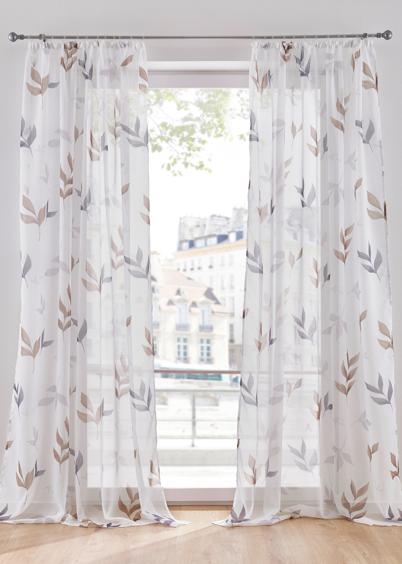 Transparentná záclona s kvetovaným vzorom (1 ks)