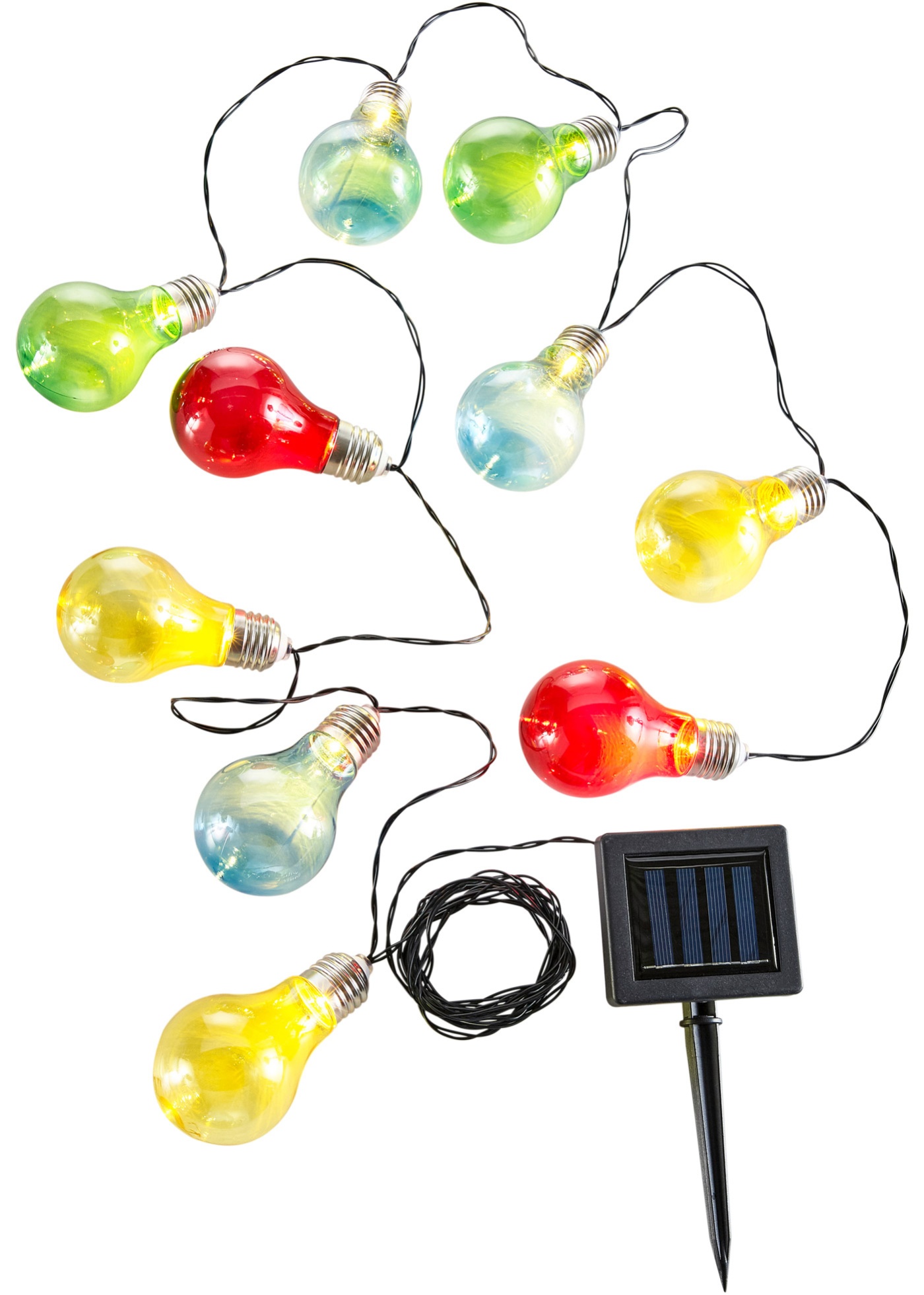 Solárna svetelná reťaz s farebnými LED žiarovkami