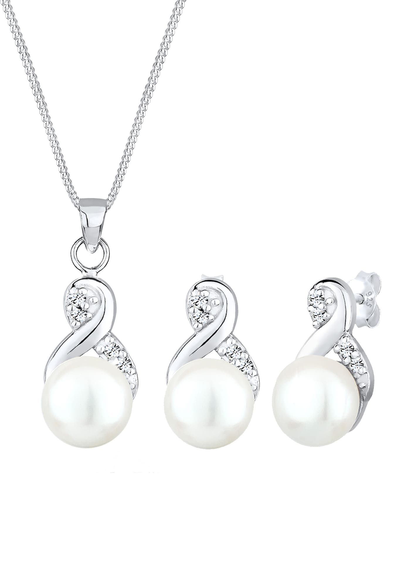 Sada šperkov Infinity strieborná perlovo biela ELLI