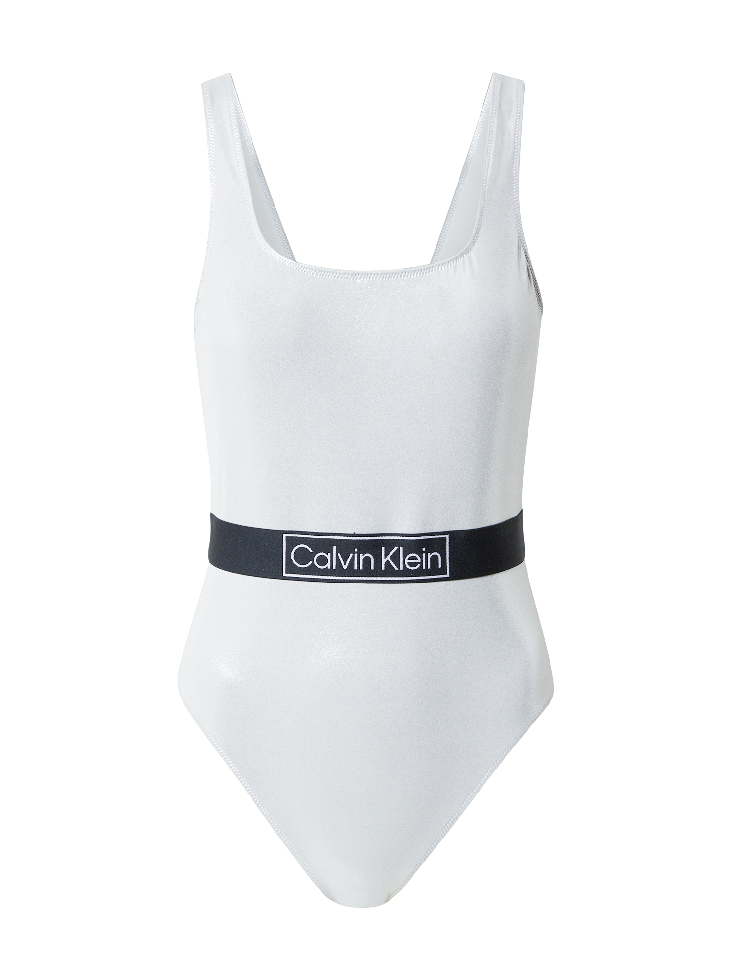 Jednodielne plavky svetlosivá čierna biela Calvin Klein Swimwear