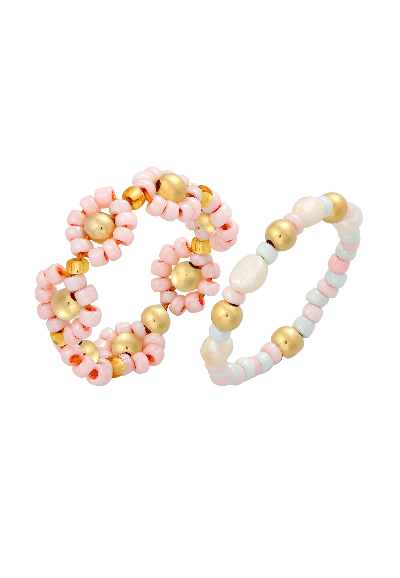 Prsteň zlatá ružová perlovo biela prírodná biela ELLI