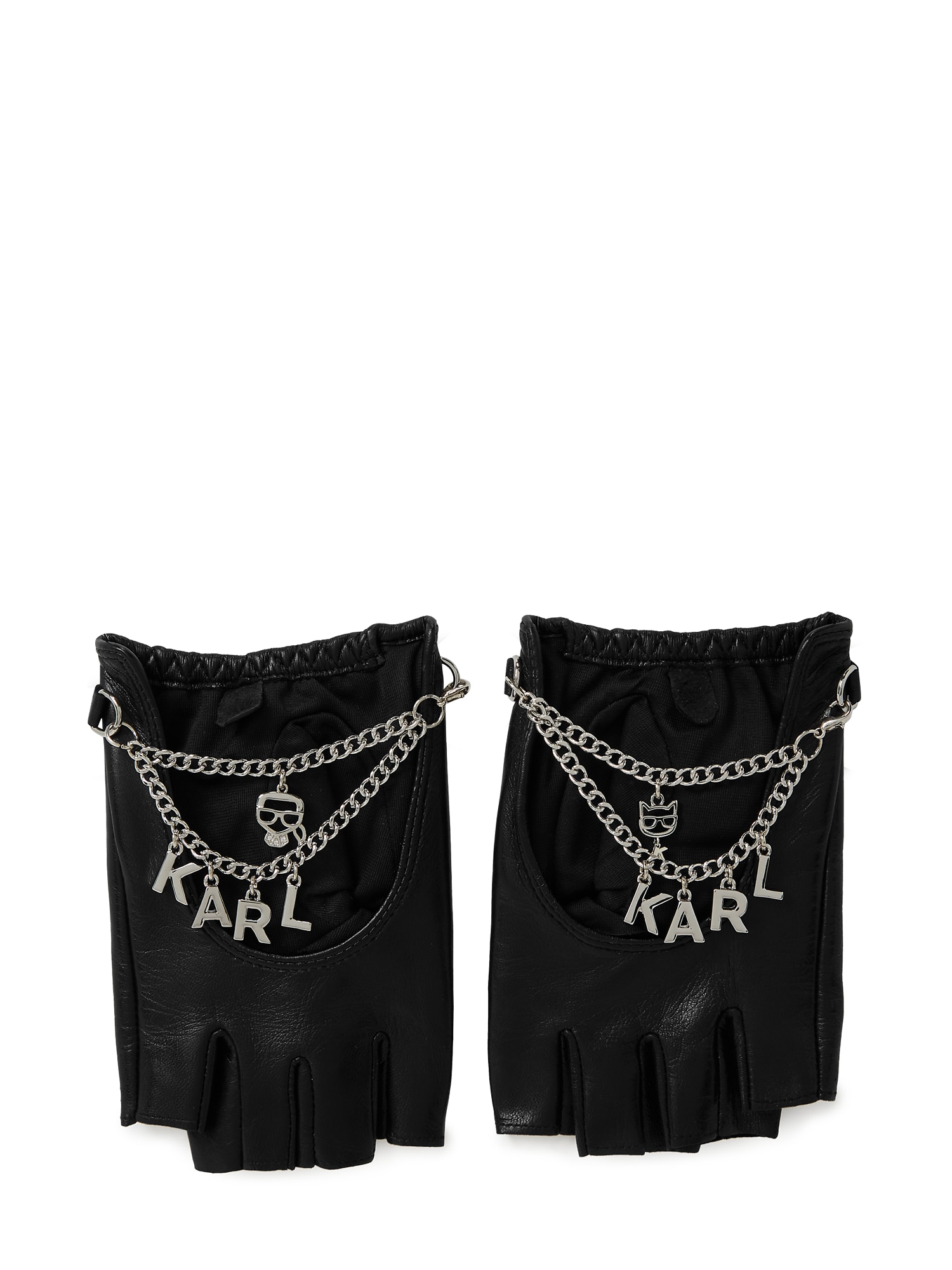 Rukavice bez prstov čierna strieborná Karl Lagerfeld