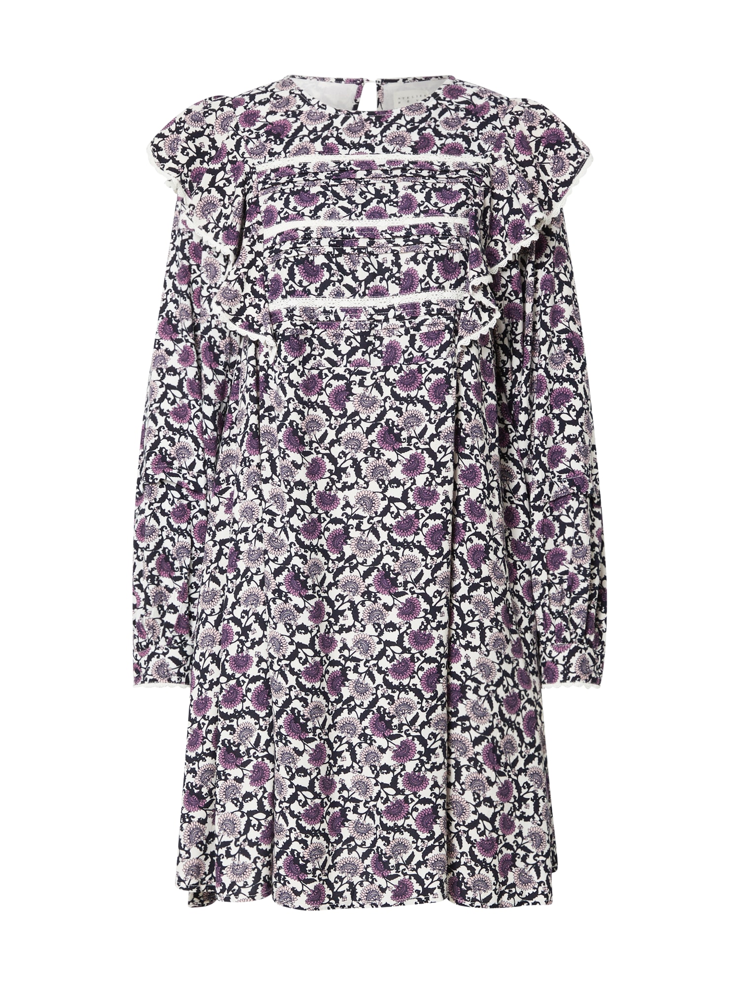Košeľové šaty fialová púdrová čierna biela Atelier Rêve