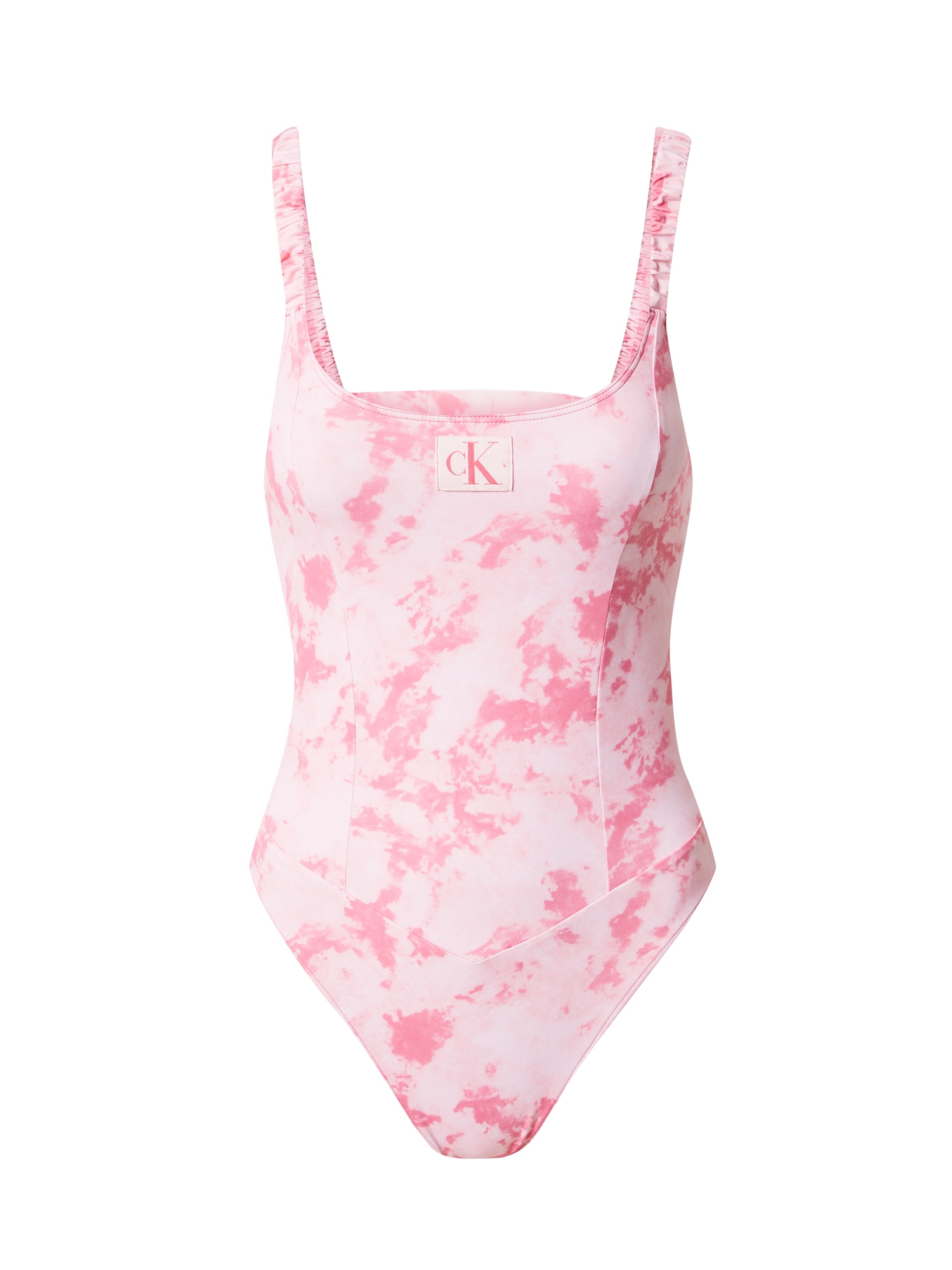 Jednodielne plavky rosé eozín staroružová biela Calvin Klein Swimwear