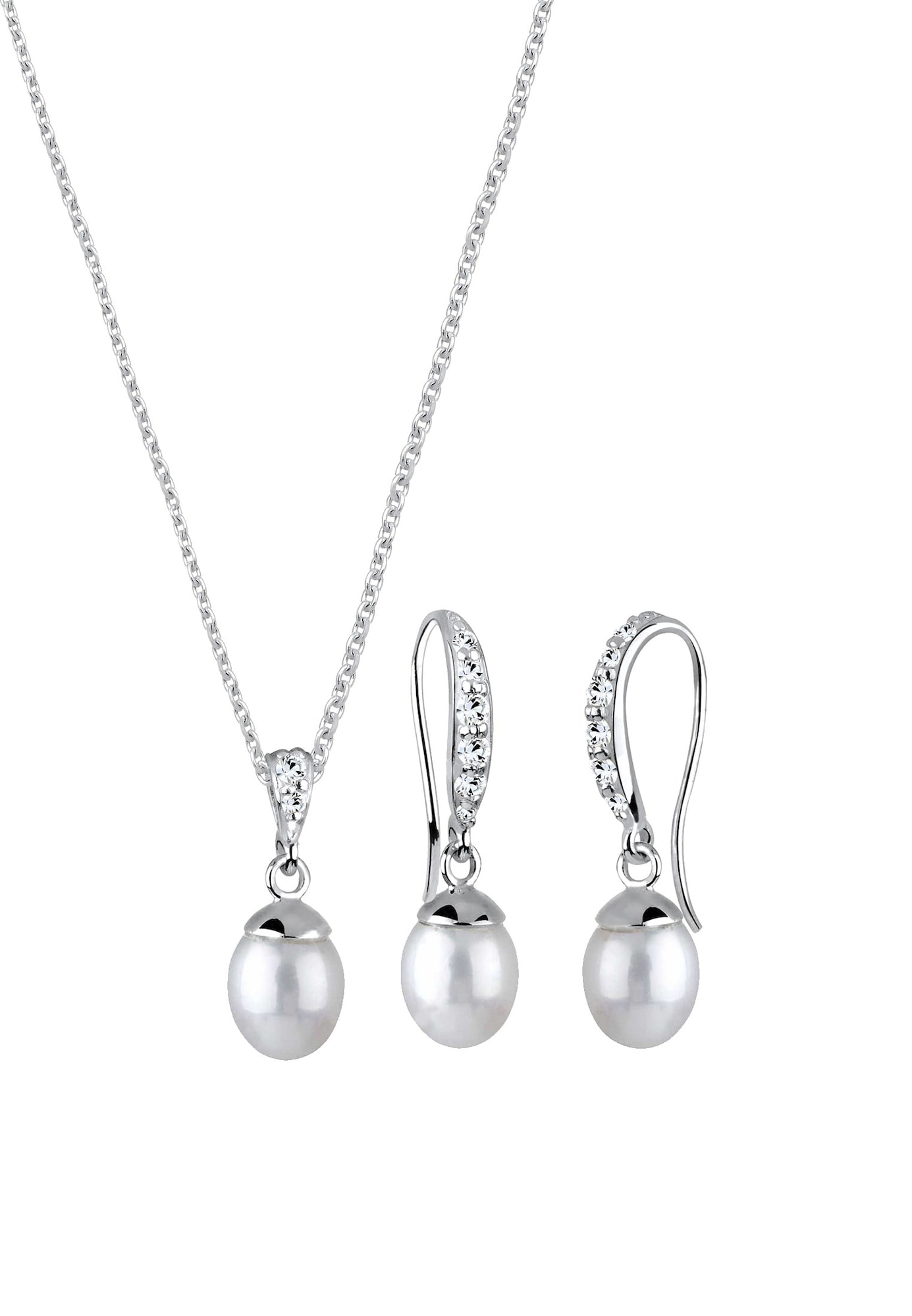 Sada šperkov strieborná perlovo biela ELLI