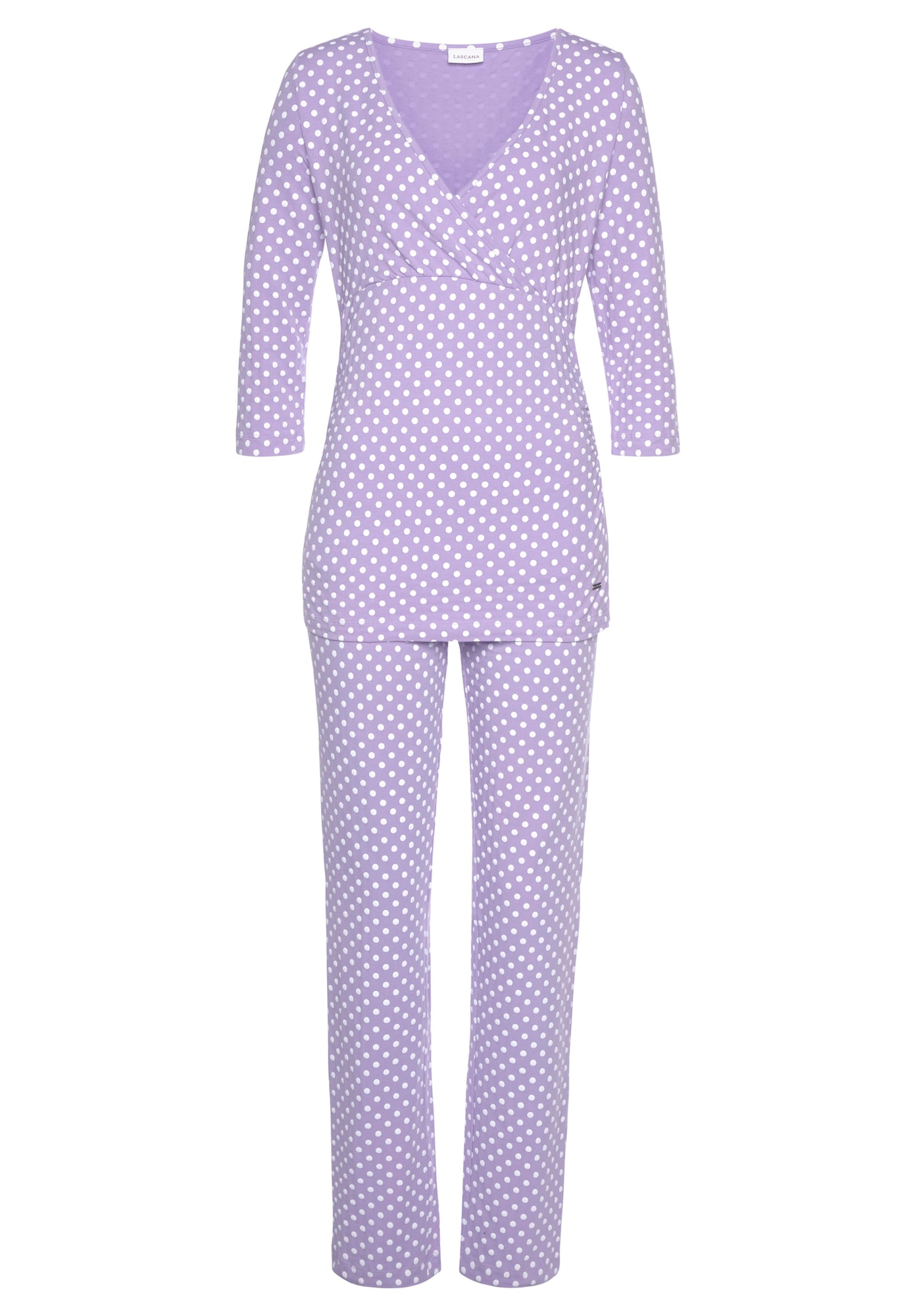 Pyžamo pastelovo fialová biela LASCANA
