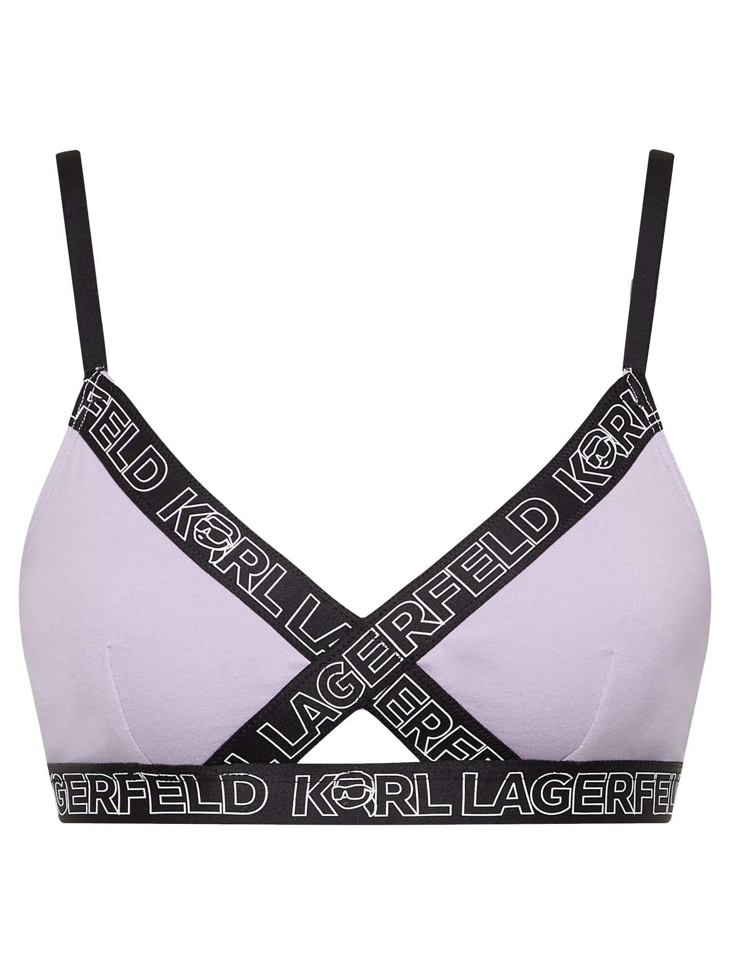 Podprsenka Ikonik 2.0 pastelovo fialová čierna biela Karl Lagerfeld