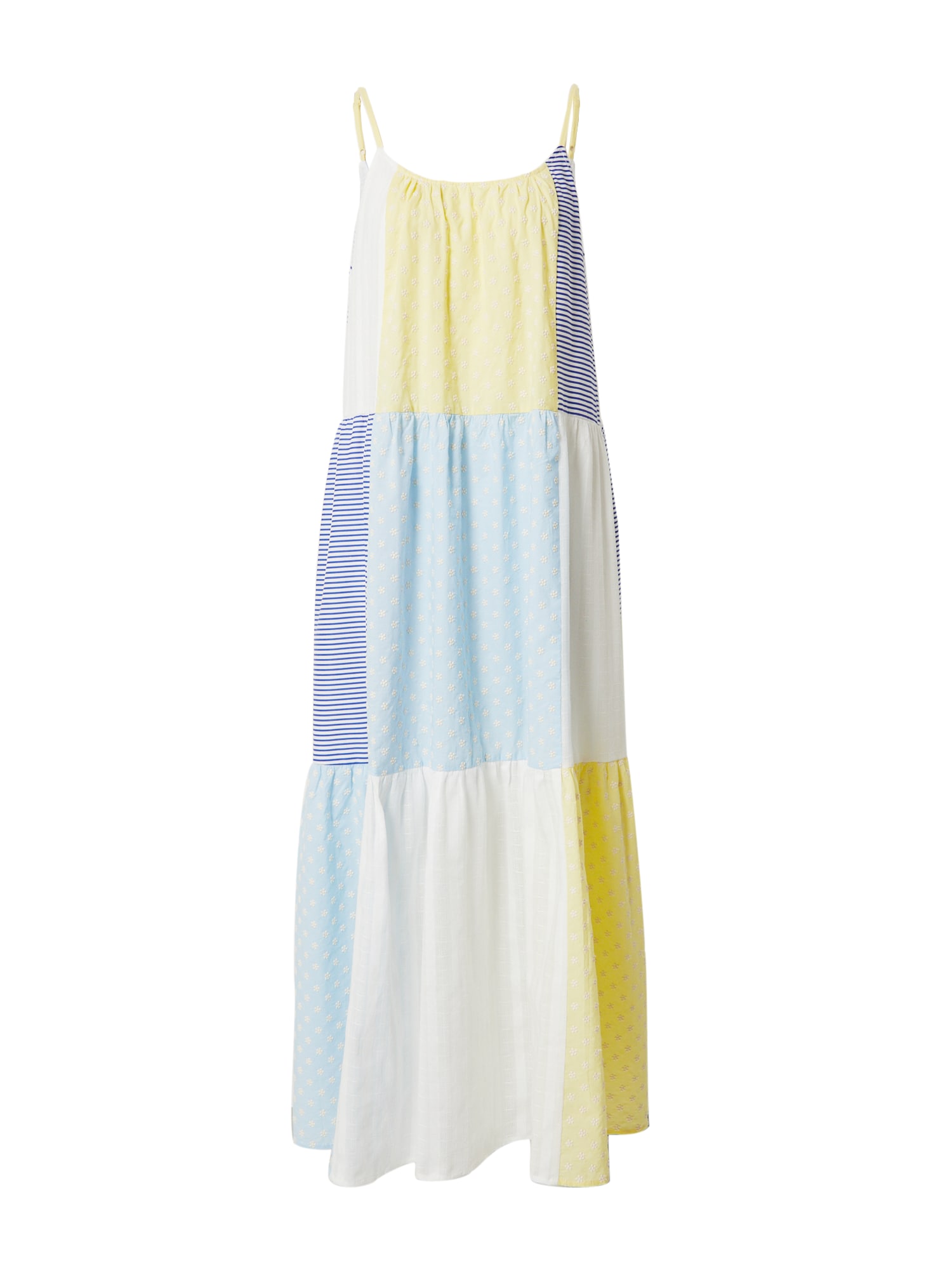Letné šaty SACHA kráľovská modrá svetlomodrá citrónová biela FRNCH PARIS