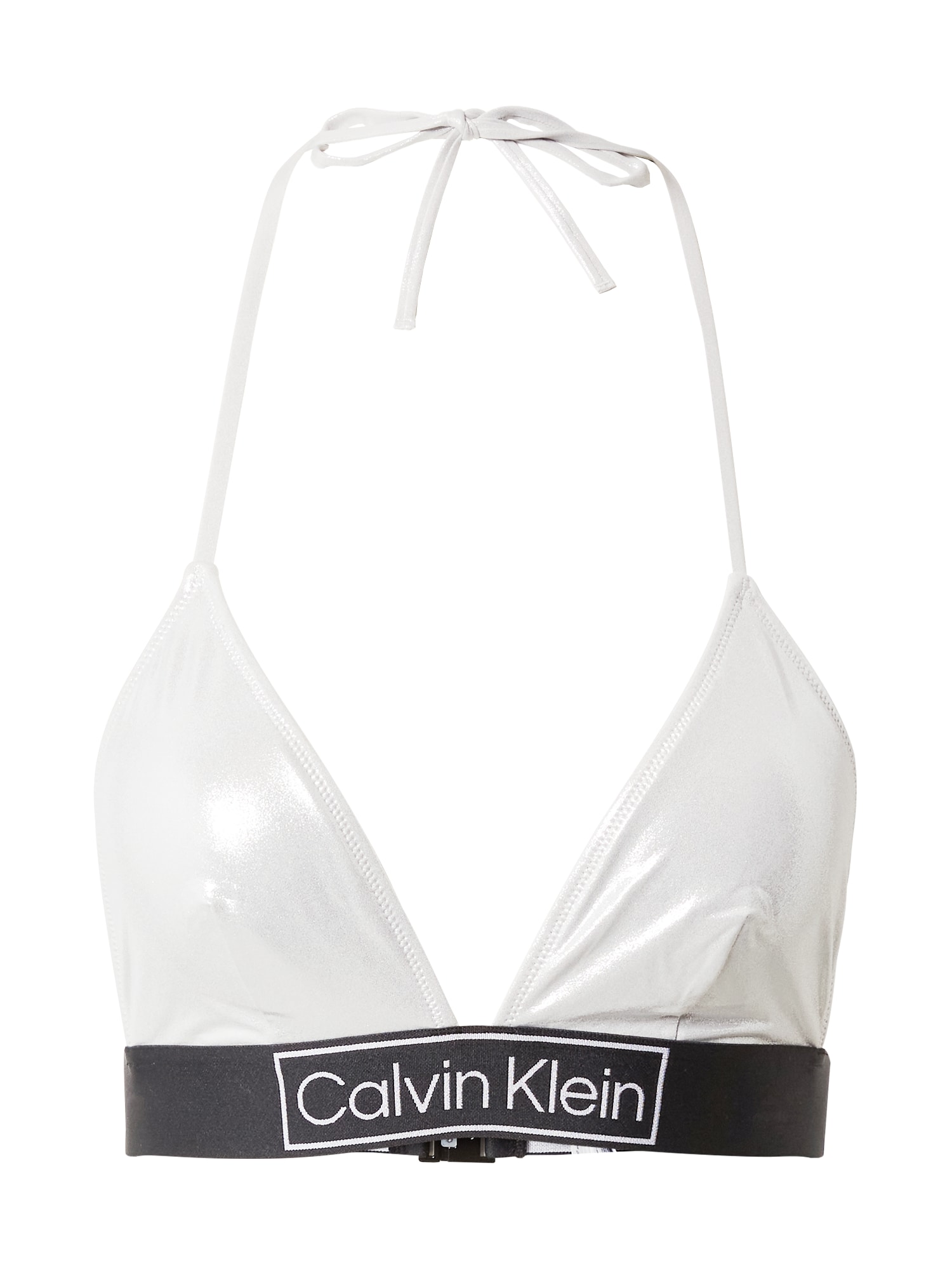 Bikinový top striebornosivá čierna biela Calvin Klein Swimwear