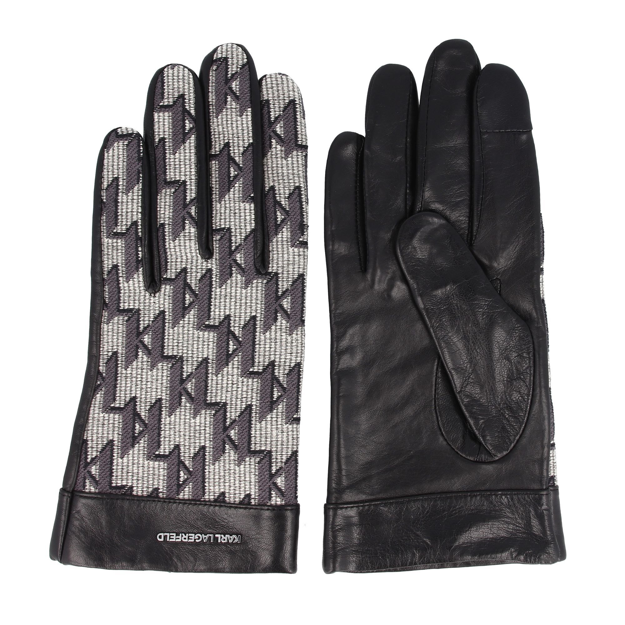 Prstové rukavice sivá čierna Karl Lagerfeld