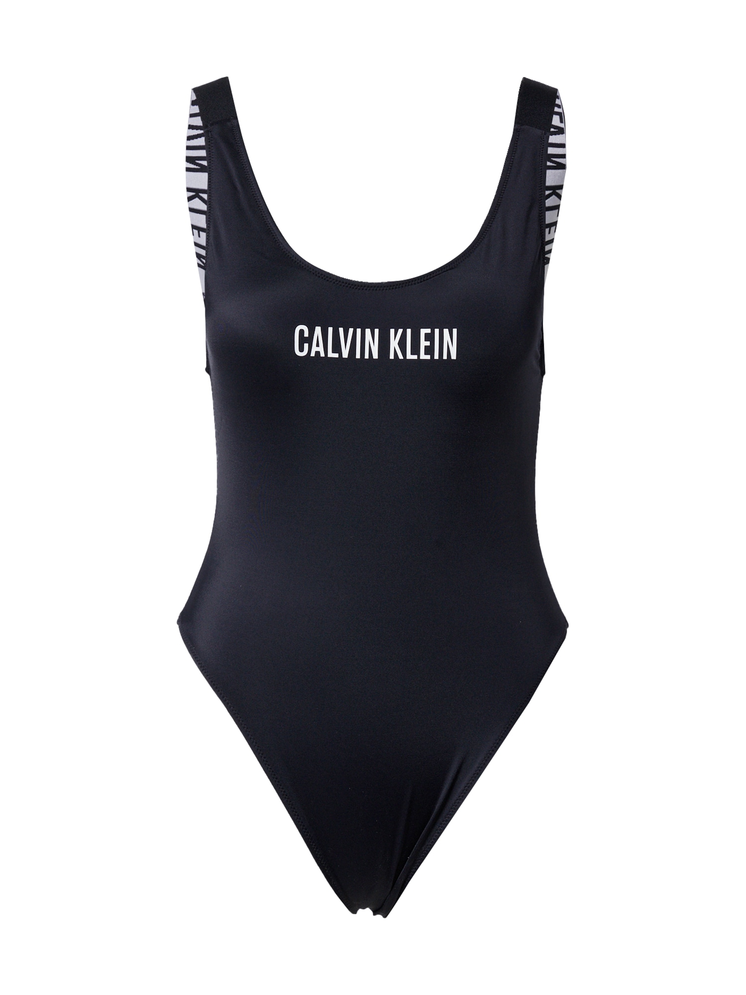 Jednodielne plavky čierna biela Calvin Klein Swimwear
