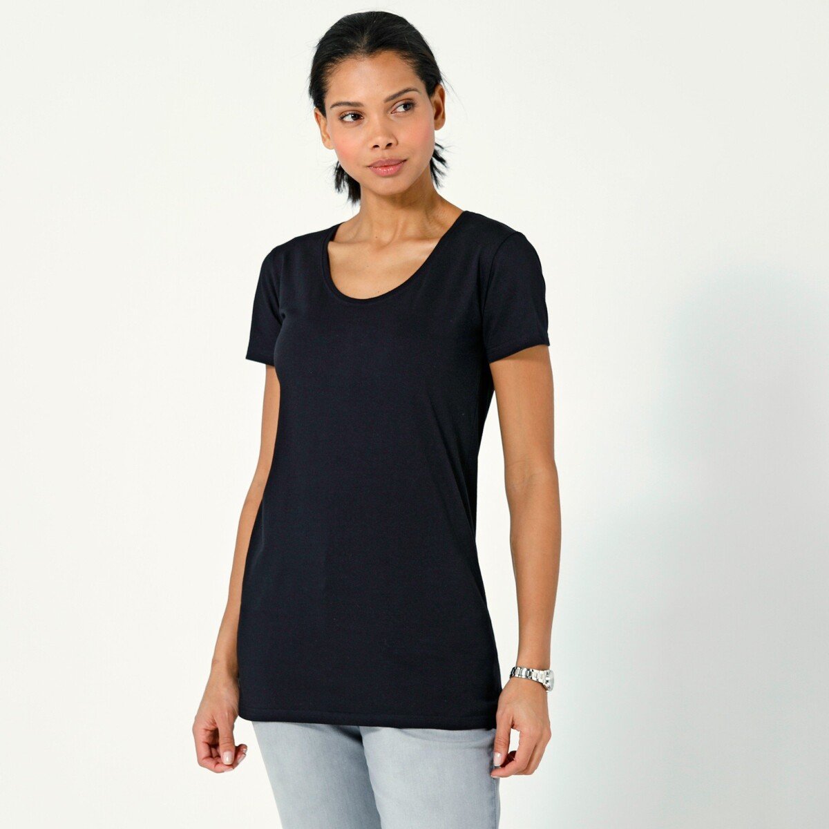 Jednofarebné tričko s krátkymi rukávmi, z bio bavlny, eco-friendly čierna 34 36