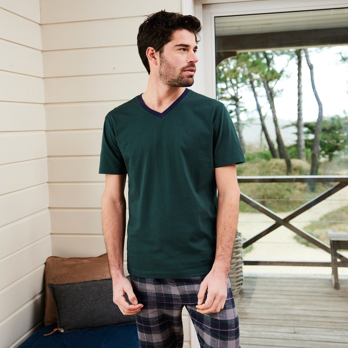 Pyžamové tričko s krátkymi rukávmi zelená 77 86 (S)