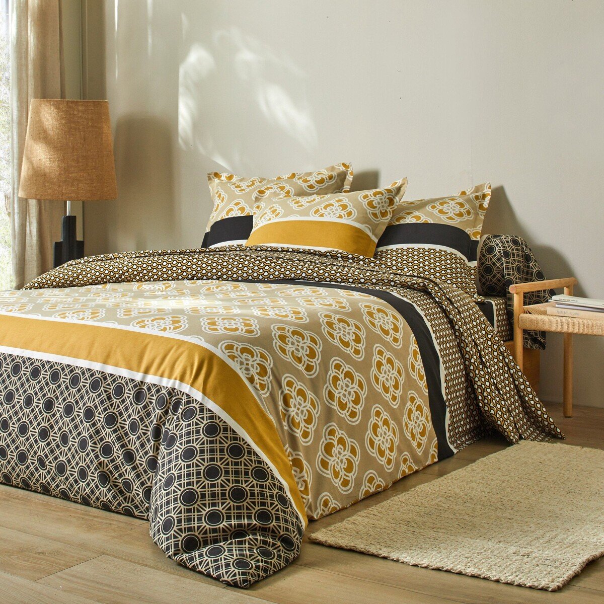 Bavlnená posteľná bielizeň Achille piesková obliečka na prikrývku140x200cm