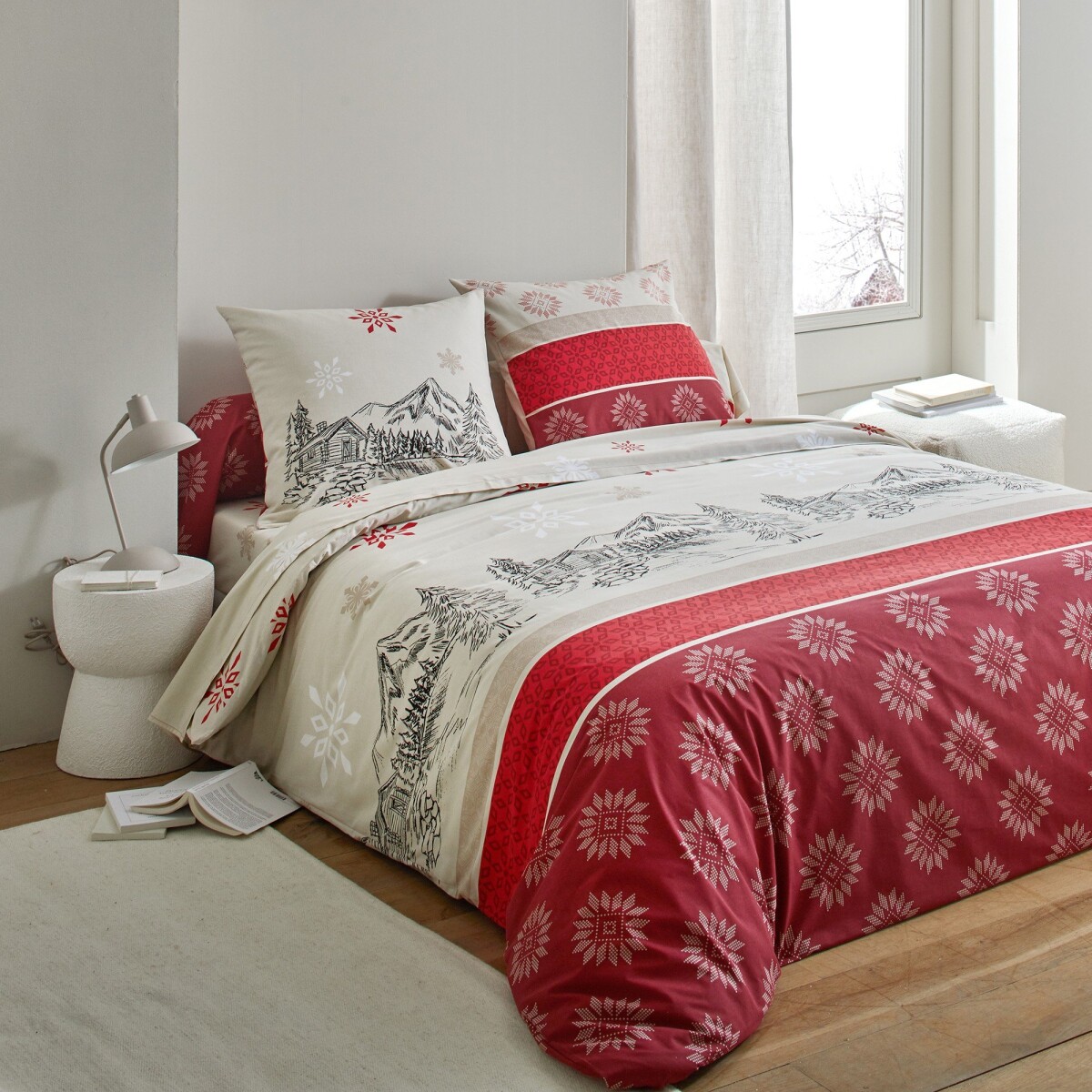Bavlnené posteľná bielizeň Montana červená obliečka na vankúš 65x65cm
