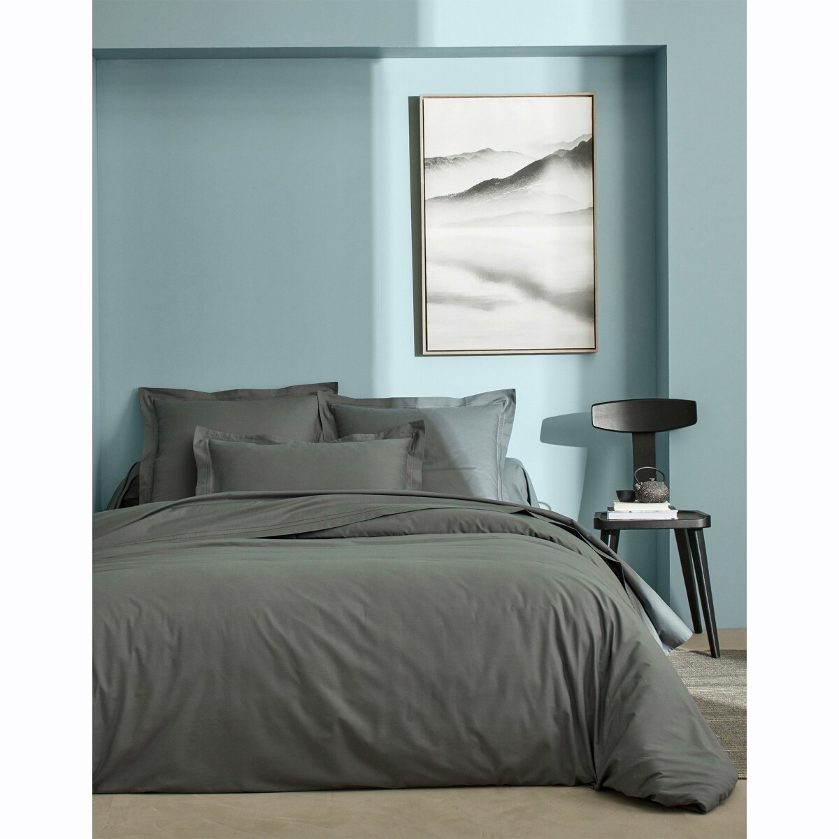 Jednofarebná posteľná bielizeň perkál, zn. Colombine ocelová sivá napínacia plachta 180x200cm