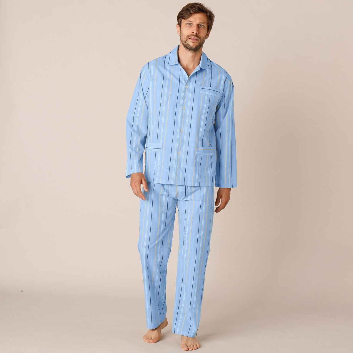 Pruhované pyžamo, popelín modrá 87 96 (M)