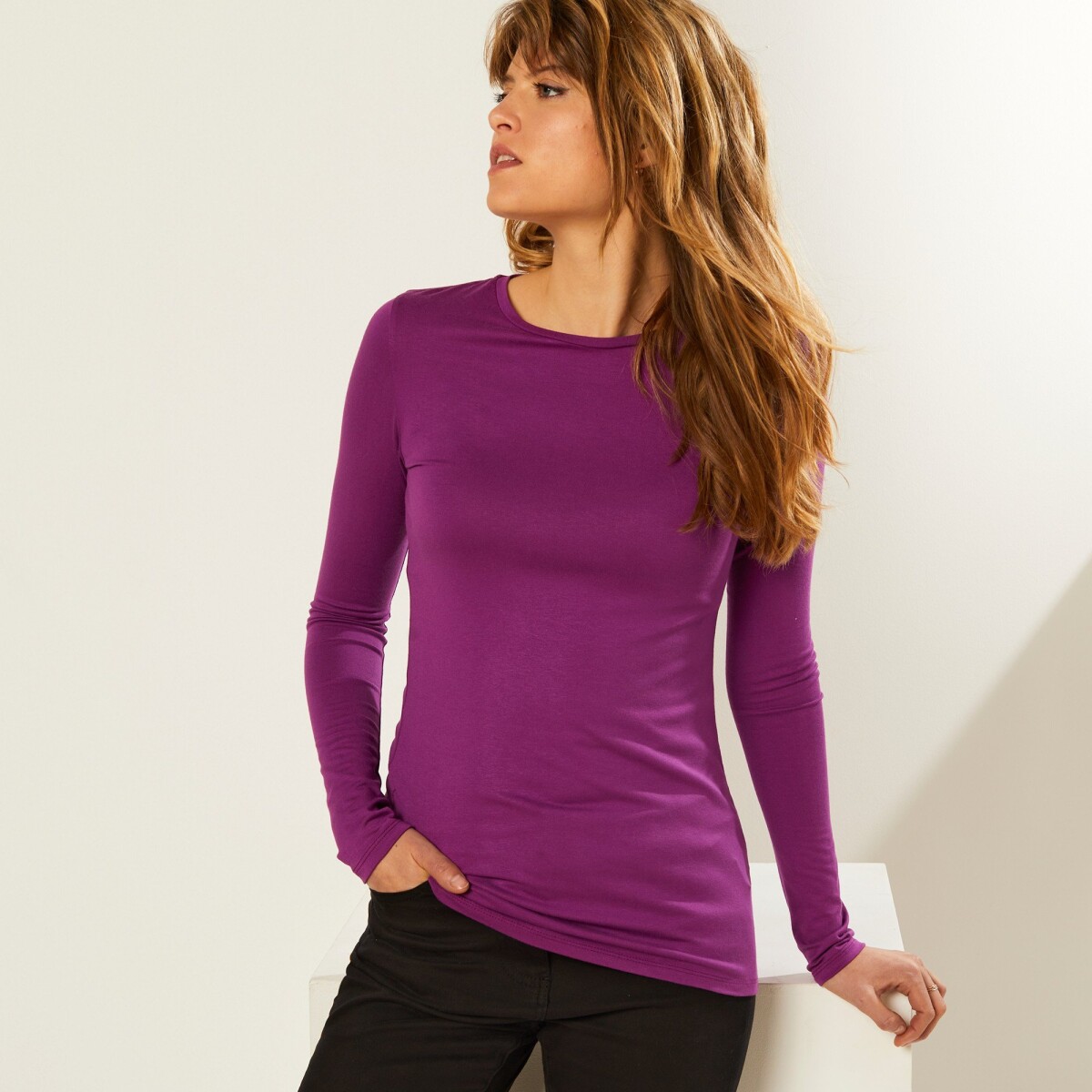 Tričko s dlhými rukávmi purpurová 38 40