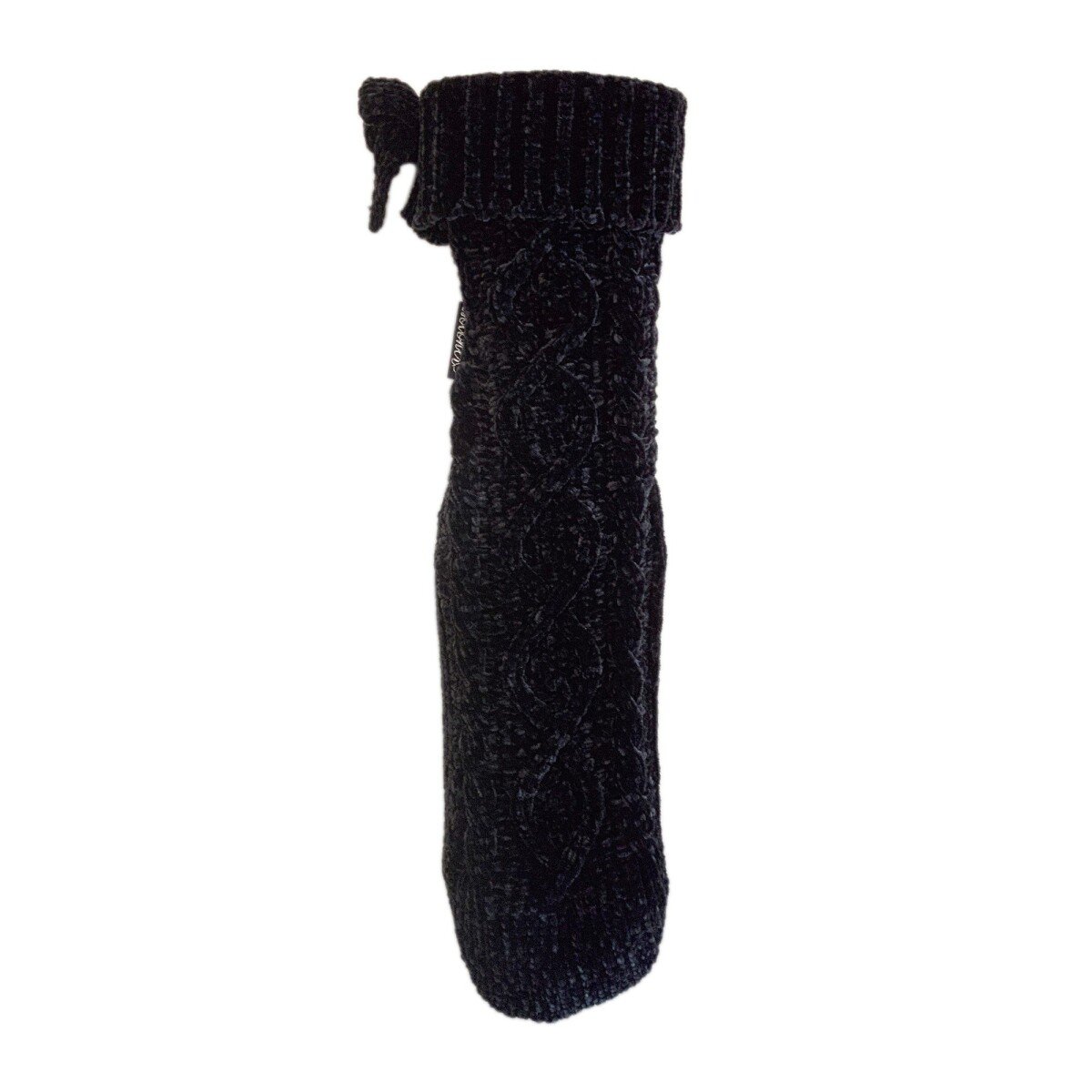 Hrejivé ženilkové ponožky s vrkočovým vzorom, protišmyková podrážka čierna 35 38