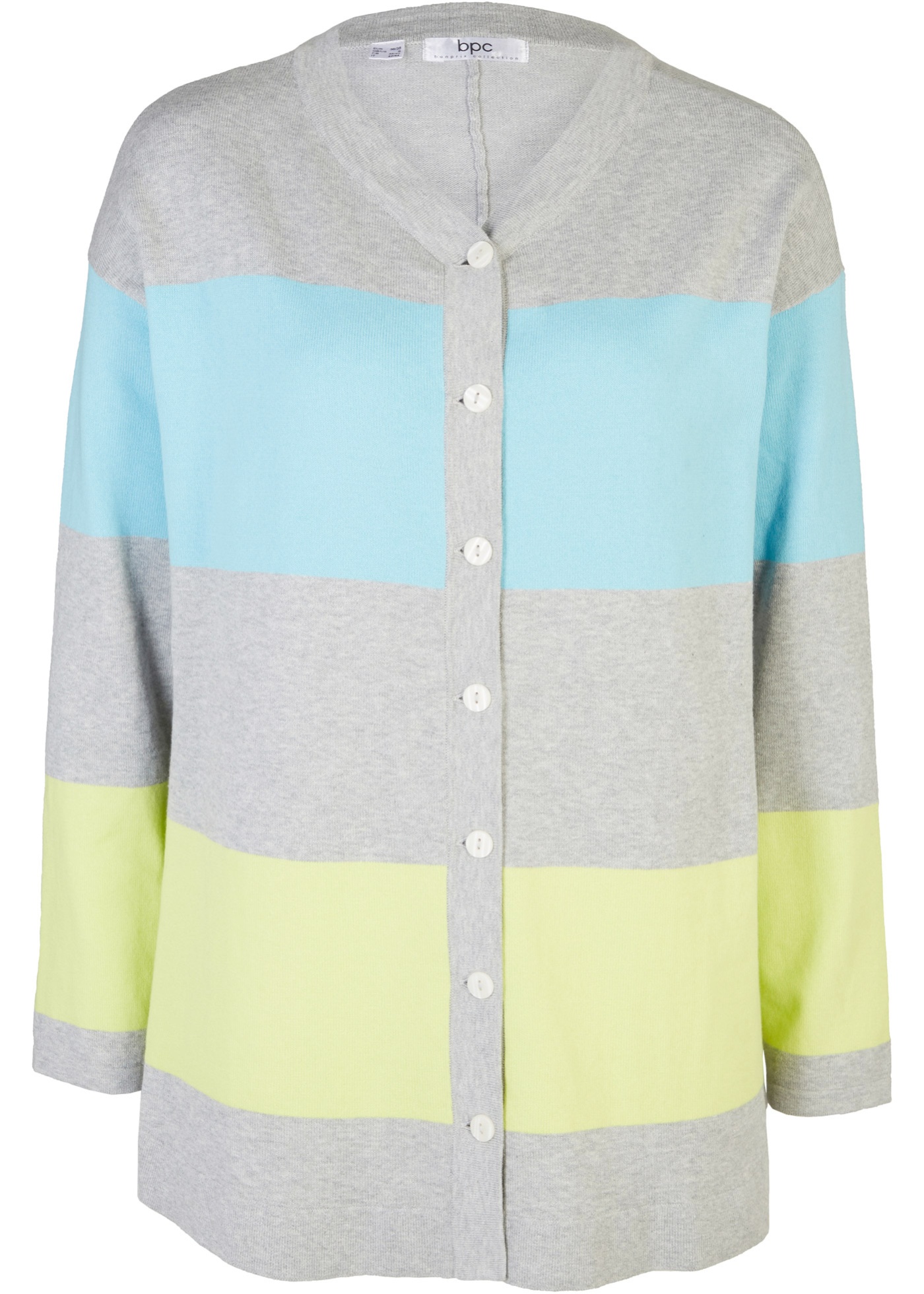 Pletený sveter s gombičkovou légou, strih A, colorblocking