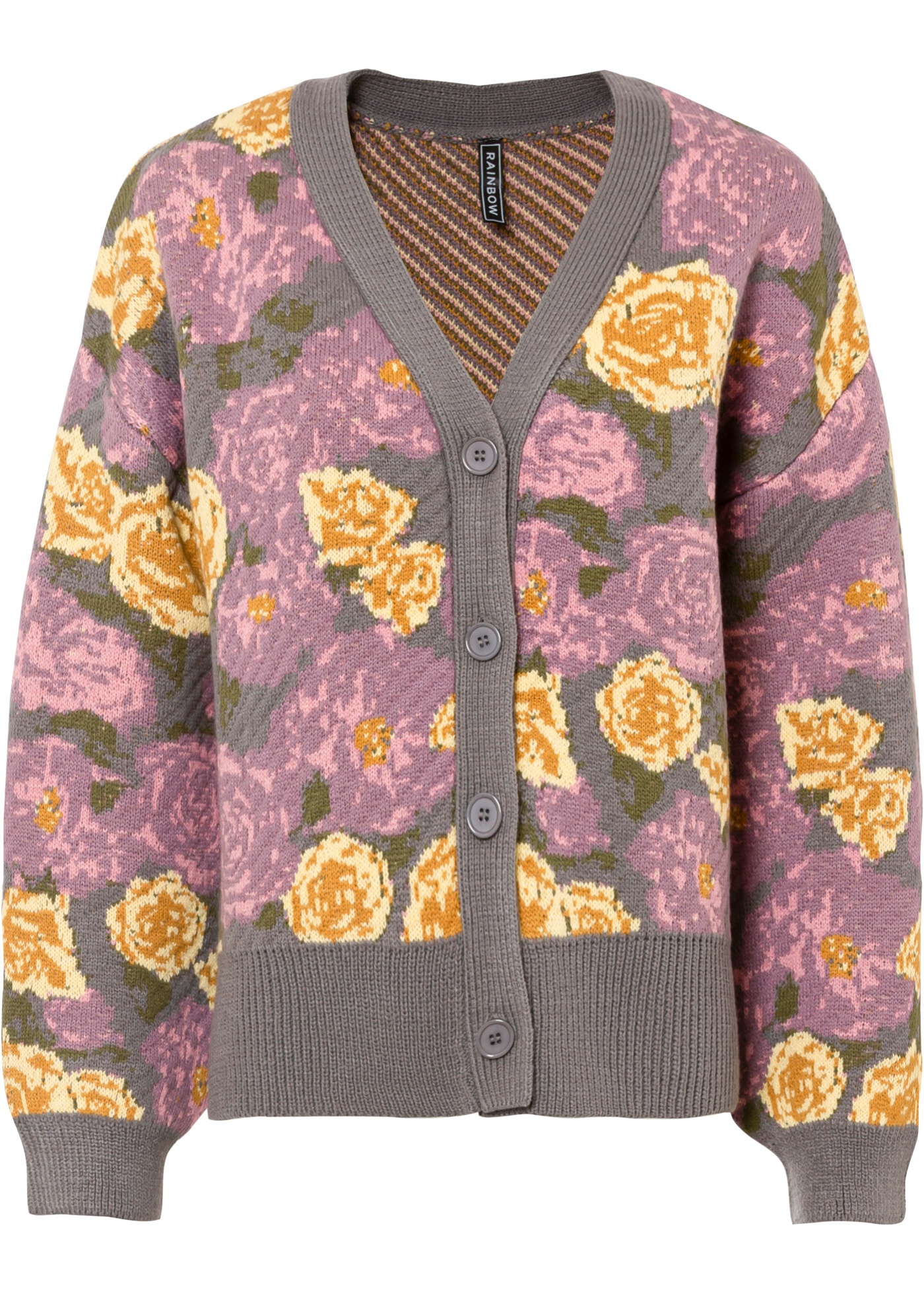Pletený sveter s kvetovaným vzorom