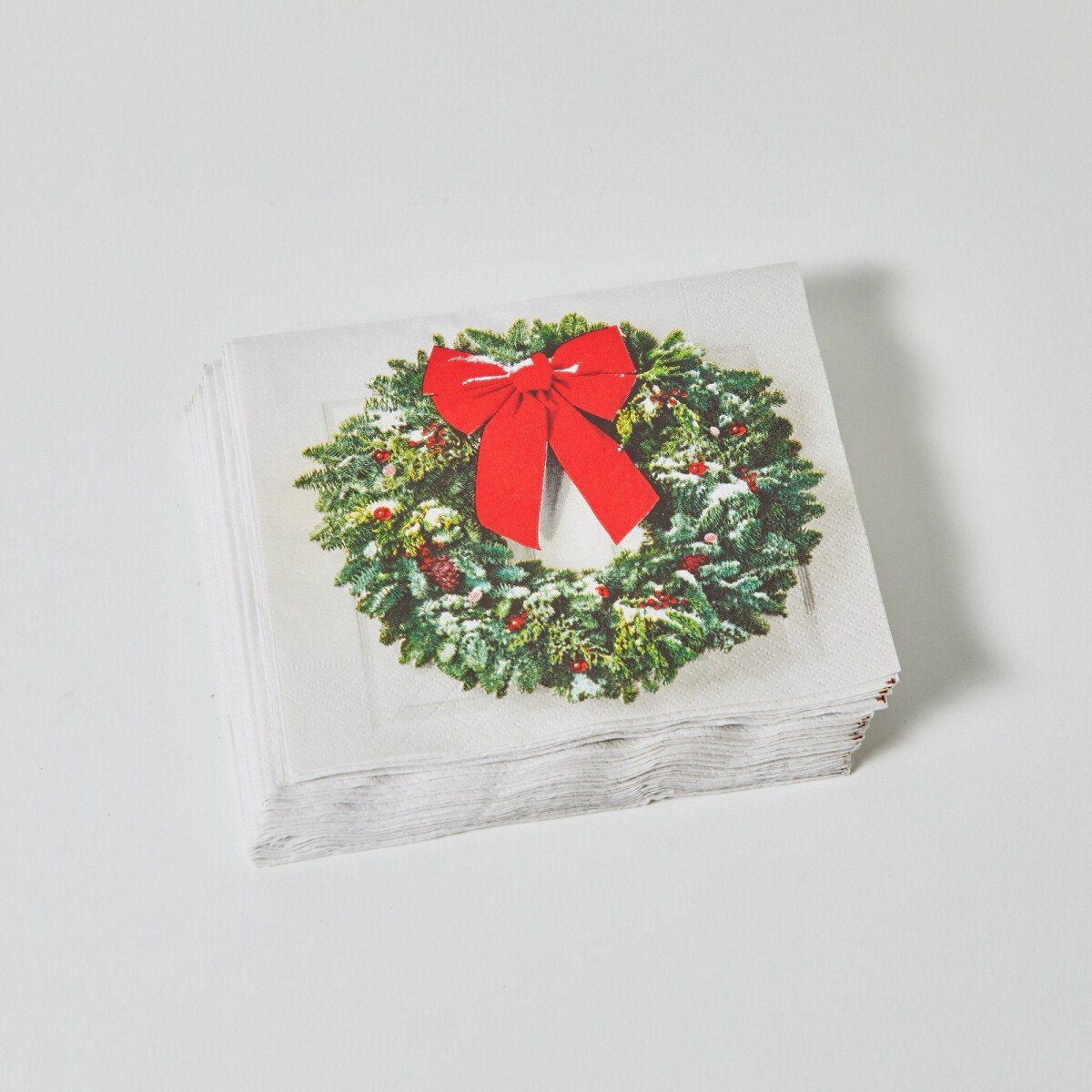 Súprava 20 papierových obrúskov s potlačou vianočného venca zelená červená 20 ks